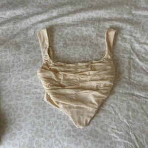 Cream Ruched corset top